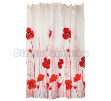 Штора для ванной Рыжий кот SC-PE-25 180х180, белая, цветы