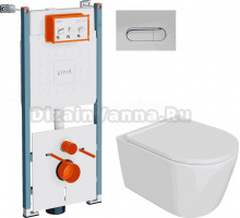 Комплект 3 в 1 Унитаз подвесной DIWO Архангельск 0800 + Инсталляция VitrA V-Fix Core 732-5800-01PV + Кнопка Root Round 740-2280 цвет хром