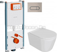 Комплект 3 в 1 Унитаз подвесной DIWO Архангельск 0800 + Инсталляция VitrA V-Fix Core 732-5800-01PV + Кнопка Root Round 740-2295 цвет никель
