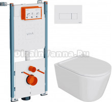 Комплект 3 в 1 Унитаз подвесной DIWO Архангельск 0800 + Инсталляция VitrA V-Fix Core 732-5800-01PV + Кнопка Root Square 740-2300 цвет глянцевый белый