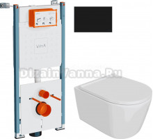 Комплект 3 в 1 Унитаз подвесной DIWO Архангельск 0800 + Инсталляция VitrA V-Fix Core 732-5800-01PV + Кнопка Root Square 740-2311 цвет матовый черный