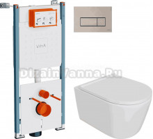 Комплект 3 в 1 Унитаз подвесной DIWO Архангельск 0800 + Инсталляция VitrA V-Fix Core 732-5800-01PV + Кнопка Root Square 740-2395 цвет никель