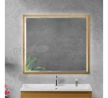 Зеркало Cezares Interni 100x90 с подсветкой, с антизапотевателем, брашированное золото