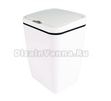 Мусорное ведро Dom-Dom 270877 прямоугольное, с сенсорной крышкой, белое, 14 л