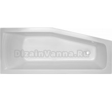 Акриловая ванна CBath Nika 170x70 см, угловая, правая, встраиваемая, белая, асимметричная, на ножках, с ножками