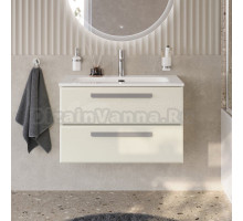 Тумба с раковиной Cezares Eco Cer-N 80 брашированная альпака, раковина Eco 80, ручки серые