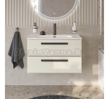 Тумба с раковиной Cezares Eco Cer-N 80 брашированная альпака, раковина Duet 80, ручки матовые черные