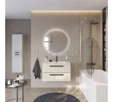 Мебель для ванной комнаты Cezares Eco Cer-N 80 брашированная альпака, раковина Duet 80, ручки матовые черные