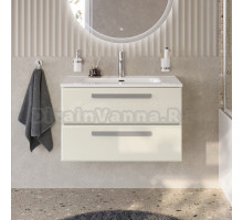 Тумба с раковиной Cezares Eco Cer-N 80 брашированная альпака, раковина Duet 80, ручки серые