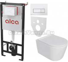 Комплект 5 в 1: Инсталляция AlcaPlast AM101/1120-4:1 RU M571-0001 + Унитаз подвесной DIWO Архангельск 0800 + Сиденье с микролифтом + Кнопка хром глянец + Комплект шумоизоляции, креплений