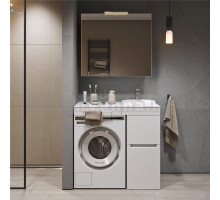 Мебель для ванной комнаты Alavann Cosmetic 100 L/R под стиральную машину, напольная, глянцевая белая
