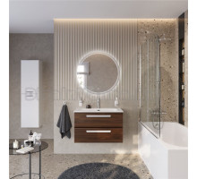 Мебель для ванной комнаты Cezares Eco Cer-N 80 орех шоколад софт, раковина Eco 80, ручки сатин