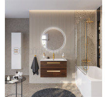 Мебель для ванной комнаты Cezares Eco Cer-N 80 орех шоколад софт, раковина Eco 80, ручки сатиновое золото