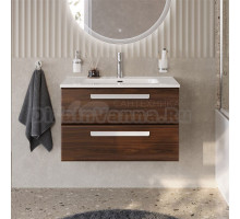 Тумба с раковиной Cezares Eco Cer-N 80 орех шоколад софт, раковина Duet 80, ручки сатин