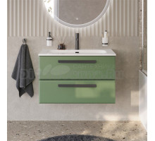 Тумба с раковиной Cezares Eco Cer-N 80 фисташковый софт, раковина Eco 80, ручки матовые черные