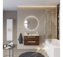 Мебель для ванной комнаты Cezares Eco Cer-N 80 орех шоколад софт, раковина Duet 80, ручки сатиновое золото