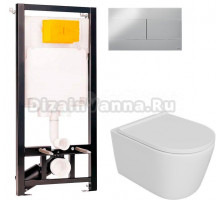 Комплект 5 в 1: Инсталляция OLI 80 ECO Sanitarblock mechanic + Унитаз подвесной DIWO Архангельск 0800 + Сиденье с микролифтом + Кнопка хром + Комплект креплений