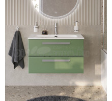 Тумба с раковиной Cezares Eco Cer-N 80 фисташковый софт, раковина Eco 80, ручки серые