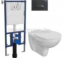 Комплект 4 в 1 Унитаз подвесной DIWO Анапа 7855N003-0079 + Сиденье 803-003-709 + Инсталляция EWRIKA 0026 + Кнопка 0054