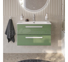 Тумба с раковиной Cezares Eco Cer-N 80 фисташковый софт, раковина Eco 80, ручки сатин