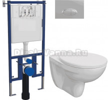 Комплект 4 в 1 Унитаз подвесной DIWO Анапа 7855N003-0079 + Сиденье 803-003-709 + Инсталляция EWRIKA 0026 + Кнопка 0050