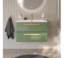 Тумба с раковиной Cezares Eco Cer-N 80 фисташковый софт, раковина Eco 80, ручки сатиновое золото