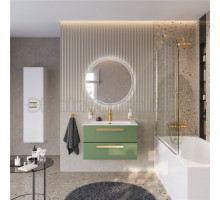 Мебель для ванной комнаты Cezares Eco Cer-N 80 фисташковый софт, раковина Eco 80, ручки сатиновое золото