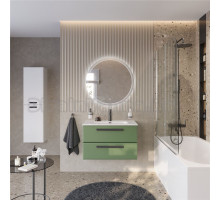 Мебель для ванной комнаты Cezares Eco Cer-N 80 фисташковый софт, раковина Duet 80, ручки матовые черные