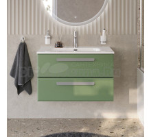 Тумба с раковиной Cezares Eco Cer-N 80 фисташковый софт, раковина Duet 80, ручки серые