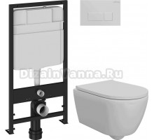 Комплект 3 в 1 Унитаз подвесной DIWO Коломна 0700 + Инсталляция EWRIKA ProLT 0026-2020 + Кнопка 0042 цвет белый