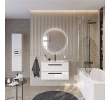 Мебель для ванной комнаты Cezares Eco Cer-N 90 bianco lucido, раковина Duet 90, ручки матовые черные