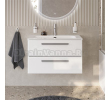 Тумба с раковиной Cezares Eco Cer-N 90 bianco lucido, раковина Duet 90, ручки серые