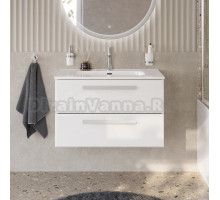 Тумба с раковиной Cezares Eco Cer-N 90 bianco lucido, раковина Duet 90, ручки сатин