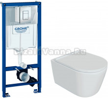Комплект 5 в 1: Инсталляция Grohe Rapid SL 38772001 + Унитаз подвесной DIWO Архангельск 0800 + Сиденье с микролифтом + Кнопка хром + Комплект креплений