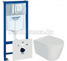 Комплект 5 в 1: Инсталляция Grohe Rapid SL 38775001 + Унитаз подвесной DIWO Архангельск 0800 + Сиденье с микролифтом + Кнопка хром + Комплект шумоизоляции, креплений