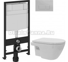 Комплект 3 в 1 Унитаз подвесной DIWO Углич 0710 + Инсталляция EWRIKA ProLT 0026-2020 + Кнопка 0040 цвет матовый хром