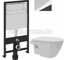 Комплект 3 в 1 Унитаз подвесной DIWO Углич 0710 + Инсталляция EWRIKA ProLT 0026-2020 + Кнопка 0041 цвет хром
