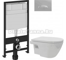 Комплект 3 в 1 Унитаз подвесной DIWO Углич 0710 + Инсталляция EWRIKA ProLT 0026-2020 + Кнопка 0050 цвет матовый хром