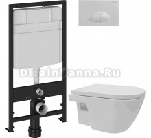Комплект 3 в 1 Унитаз подвесной DIWO Углич 0710 + Инсталляция EWRIKA ProLT 0026-2020 + Кнопка 0052 цвет белый