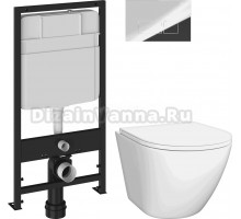 Комплект 3 в 1 Унитаз подвесной DIWO Элиста 4412 + Инсталляция EWRIKA ProLT 0026-2020 + Кнопка 0041 цвет хром