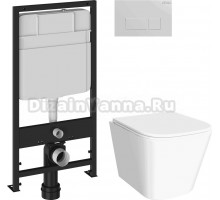 Комплект 3 в 1 Унитаз подвесной DIWO Смоленск 5412 + Инсталляция EWRIKA ProLT 0026-2020 + Кнопка 0042 цвет белый