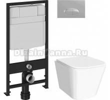 Комплект 3 в 1 Унитаз подвесной DIWO Смоленск 5412 + Инсталляция EWRIKA ProLT 0026-2020 + Кнопка 0050 цвет матовый хром