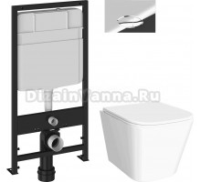 Комплект 3 в 1 Унитаз подвесной DIWO Смоленск 5412 + Инсталляция EWRIKA ProLT 0026-2020 + Кнопка 0051 цвет хром