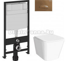 Комплект 3 в 1 Унитаз подвесной DIWO Смоленск 5412 + Инсталляция EWRIKA ProLT 0026-2020 + Кнопка 0053 цвет матовое золото