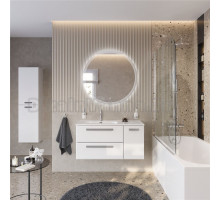 Мебель для ванной комнаты Cezares Eco Cer-N 100 L 2 ящика, 1 дверца, bianco lucido, раковина Duet 100 L, ручки серые