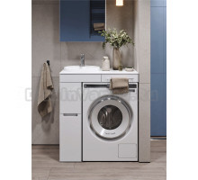 Тумба с раковиной Alavann Cosmetic 85 L под стиральную машину, напольная, глянцевая белая