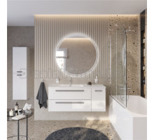 Мебель для ванной комнаты Cezares Eco Cer-N 120 L 2 ящика, 1 дверца, bianco lucido, раковина Duet 120 L, ручки серые