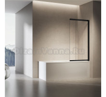 Шторка на ванну Vincea VSB-6E900CLB-R, 900*1400, черный, стекло прозрачное, правая