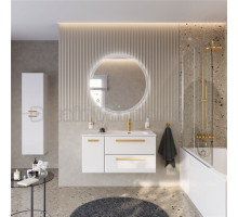 Мебель для ванной комнаты Cezares Eco Cer-N 100 R 2 ящика, 1 дверца, bianco lucido, раковина Duet 100 R, ручки сатиновое золото