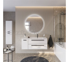 Мебель для ванной комнаты Cezares Eco Cer-N 120 R 2 ящика, 1 дверца, bianco lucido, раковина Duet 120 R, ручки матовые черные